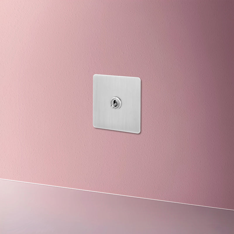 Interrupteur simple 1 voie intermédiaire switch en acier gris clair brossé bords arrondis