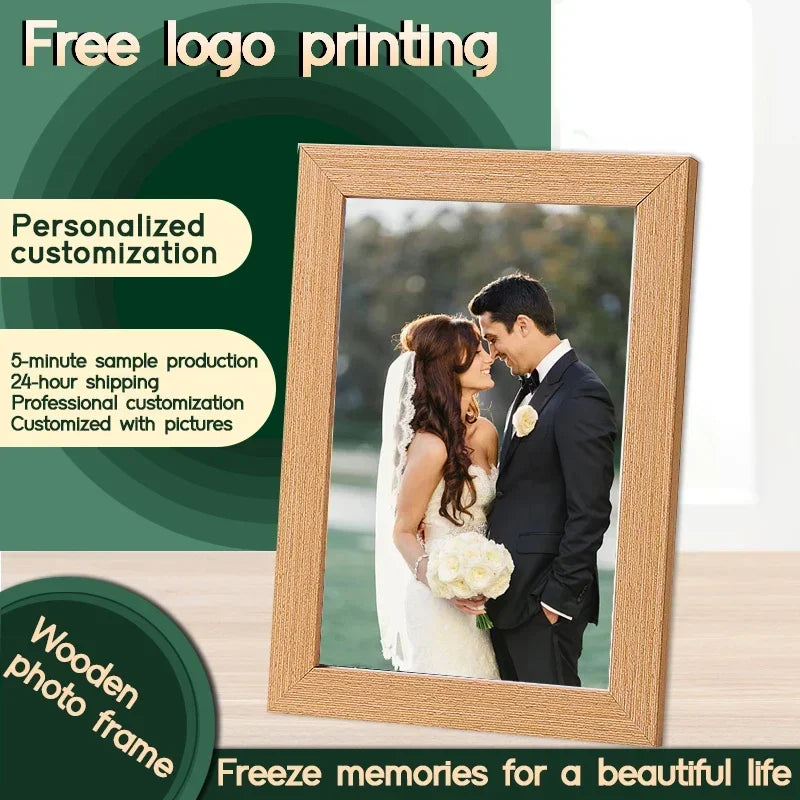Free customized photo printing and frame, high-end solid wood frame production, customized gift for friends, family photo group