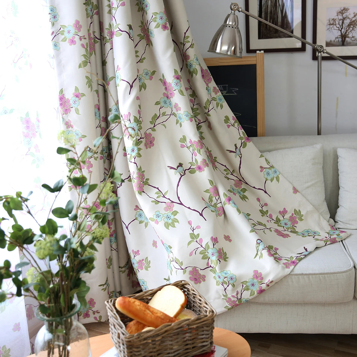 Rideau moderne floral occultant pour salon chambre fenêtre