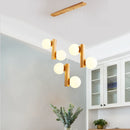 Moderne Pendelleuchte aus Holz und Glas für Restaurant