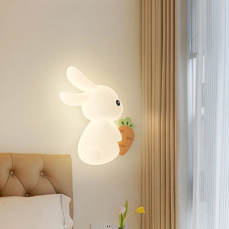 applique murale enfant motif lapin carotte nuage lumière - vue 6 sur 12