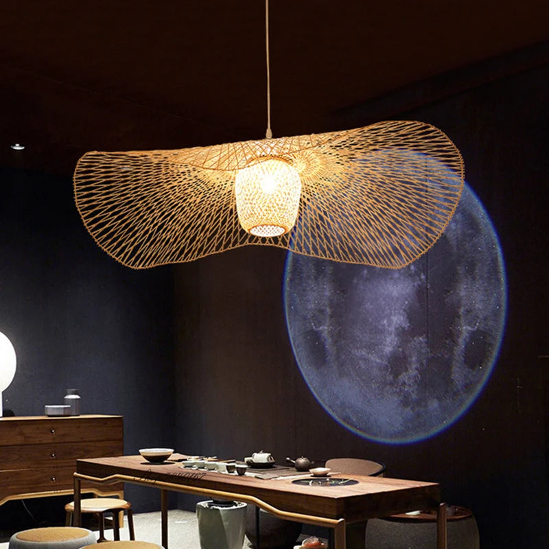 suspension en bambou créative pour éclairage intérieur moderne