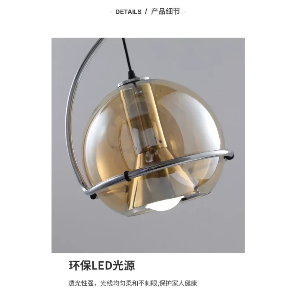 lustre boule de verre nordique style rétro pour restaurants et cafés - vue 7 sur 8