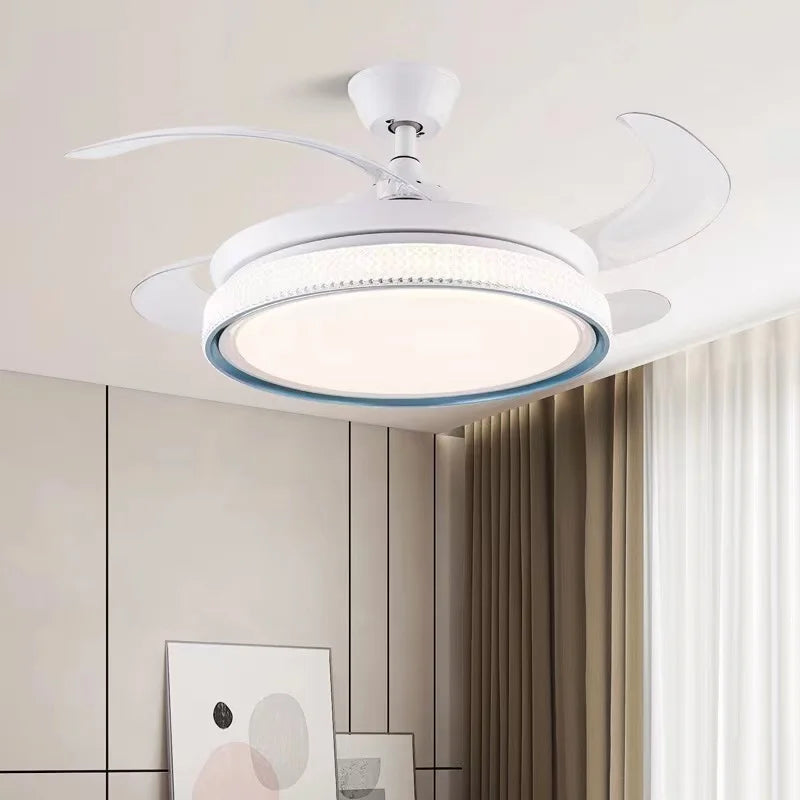 ventilateur de plafond moderne led intelligent avec 4 pales rétractables - vue 6 sur 18