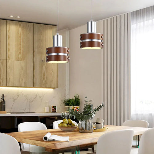 suspension créative en bois chromé et métal pour intérieur - vue 2 sur 8
