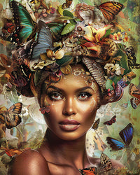 peinture par numéros ethnique fille papillon fleur paysage marin adultes