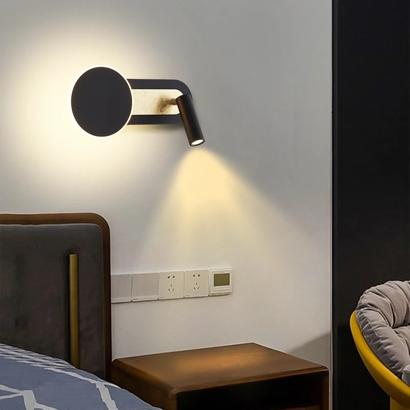 applique murale led nordique moderne rotative 350° avec interrupteur - vue 2 sur 8