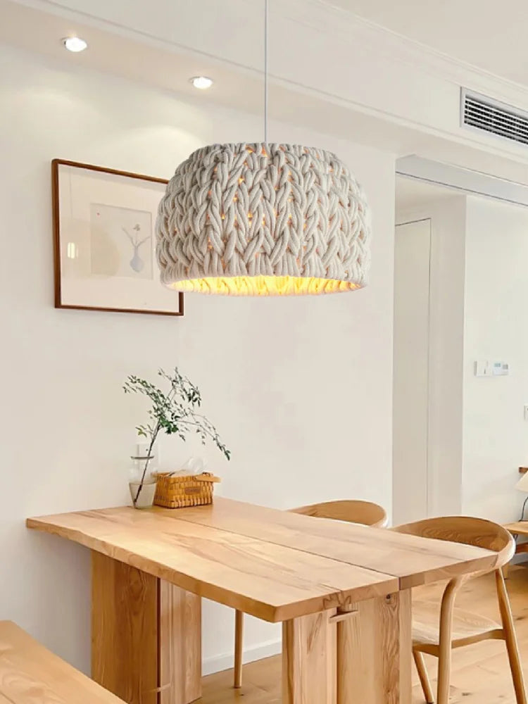 lustre nordique en corde tissée à la main pour éclairage intérieur - vue 3 sur 7