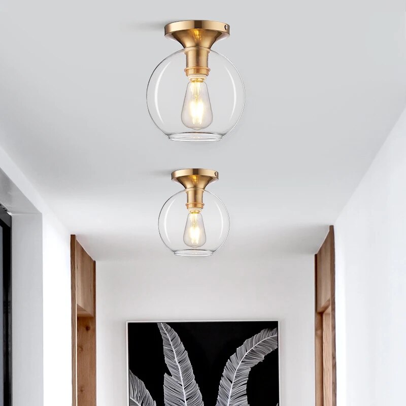 Plafonnier LED en verre transparent moderne
