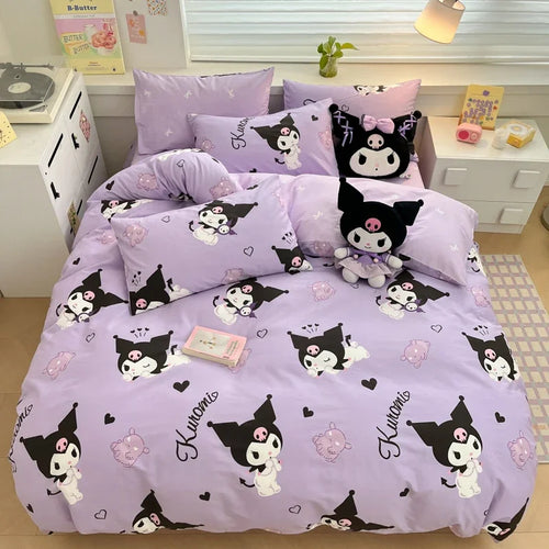 housse de couette kuromi violette pour lit enfant et adolescent