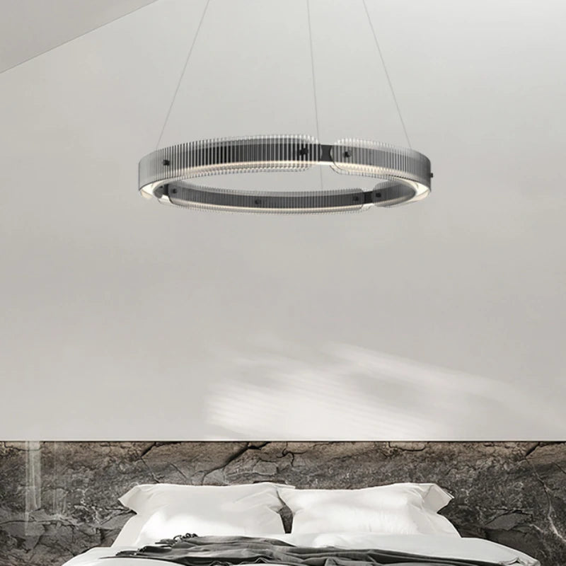 lustre en verre fumé design moderne suspension décorative - vue 4 sur 7