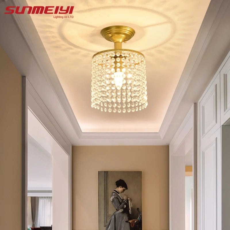 plafonnier led en cristal doré pour décoration intérieure - vue 6 sur 7