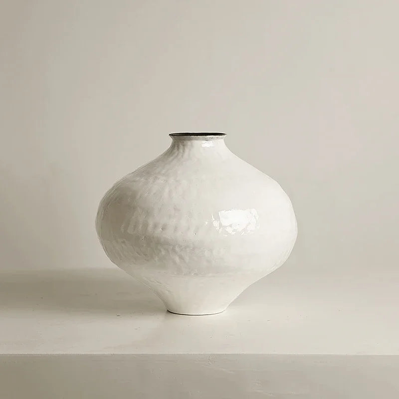 vase en céramique fait main pot lune style rétro japonais - vue 3 sur 6