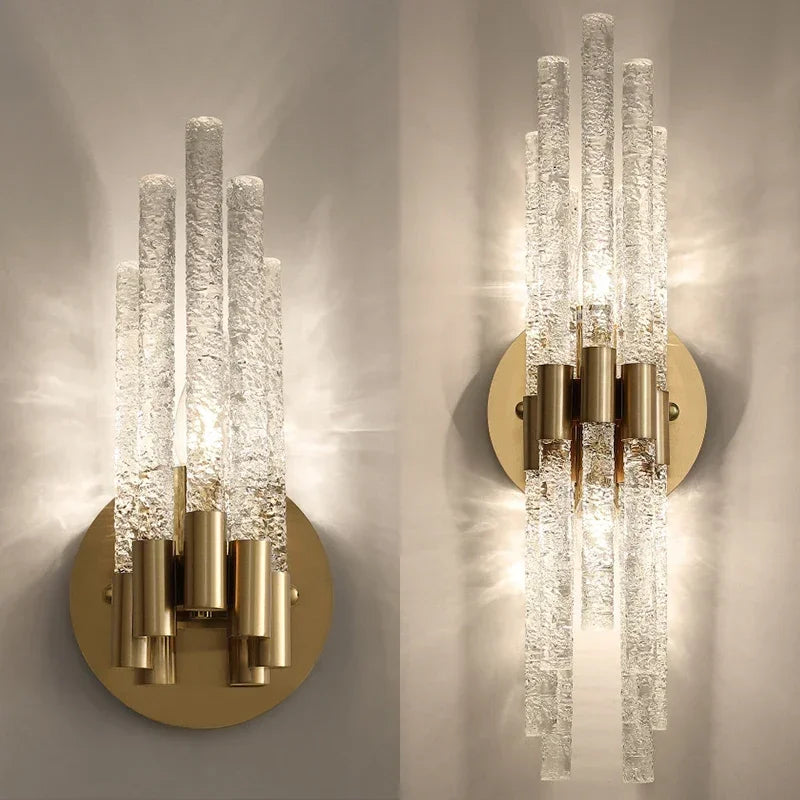 applique murale led moderne en cuivre et cristal ondulé pour décoration - vue 3 sur 8