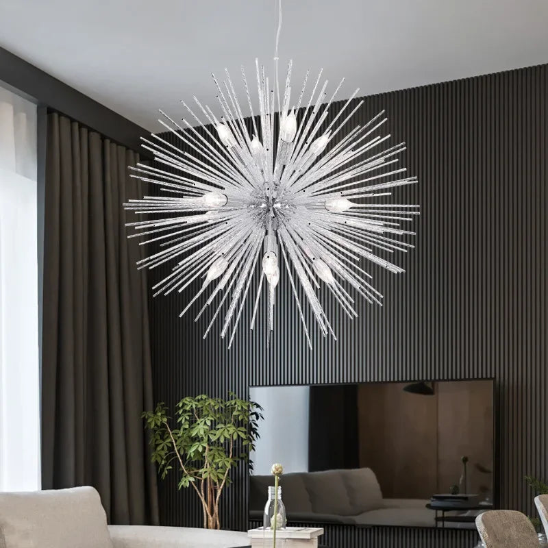 lustre boule hérisson décoration maison style nordique lumineux - vue 3 sur 12