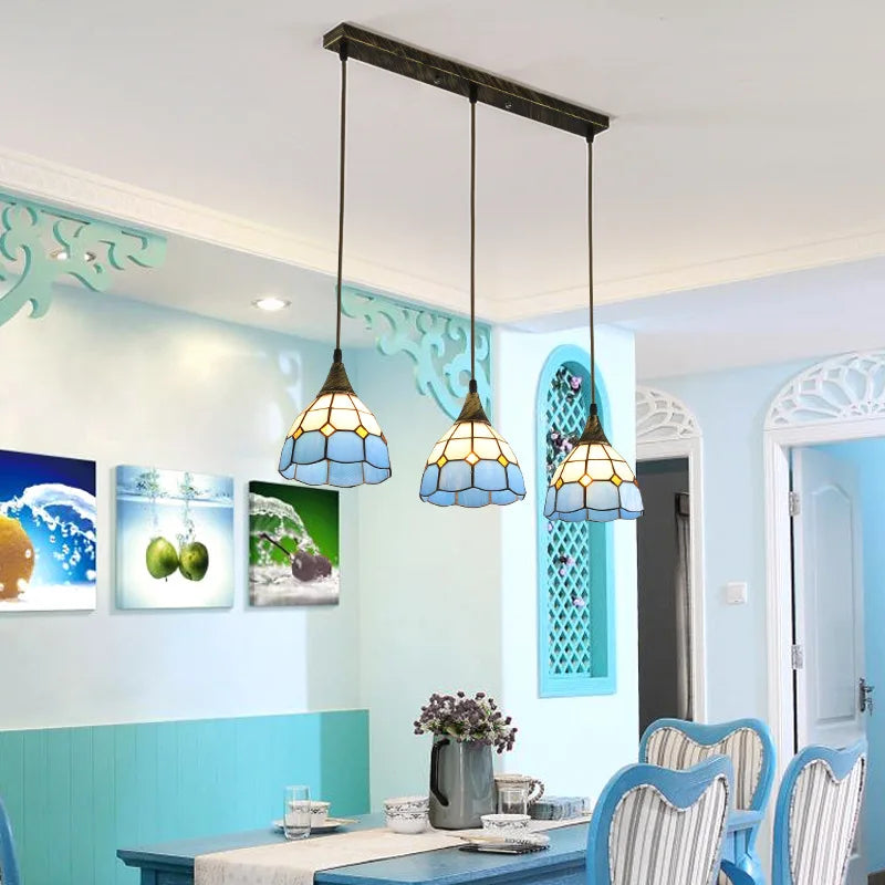 3 Heads Colorful Glass LED Pendant Lamps Light,Bedroom Suspension Hanging Ceiling Lamp - vue 7 sur 30