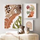 Tableau vase monstera en terre cuite décoration murale abstraite nordique