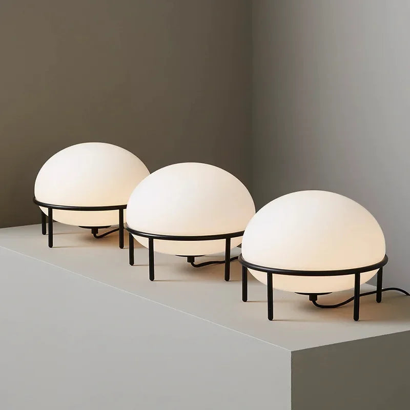 Demark Table Lamp Artistic White Glass Ball Desk Light for Bedroom Living Room - vue 3 sur 6