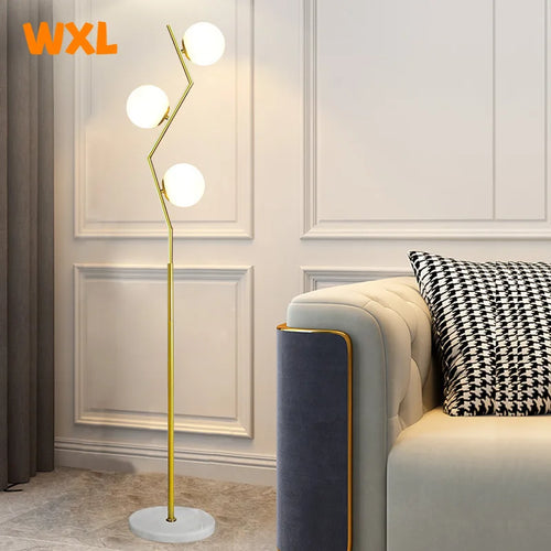 Moderner LED-Stehleuchte aus Eisen und Glas im nordischen Design für die Innendekoration - vue 3 sur 8