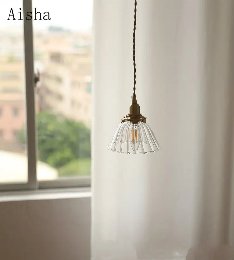 suspension rétro en verre et laiton pour intérieur créatif - vue 3 sur 10