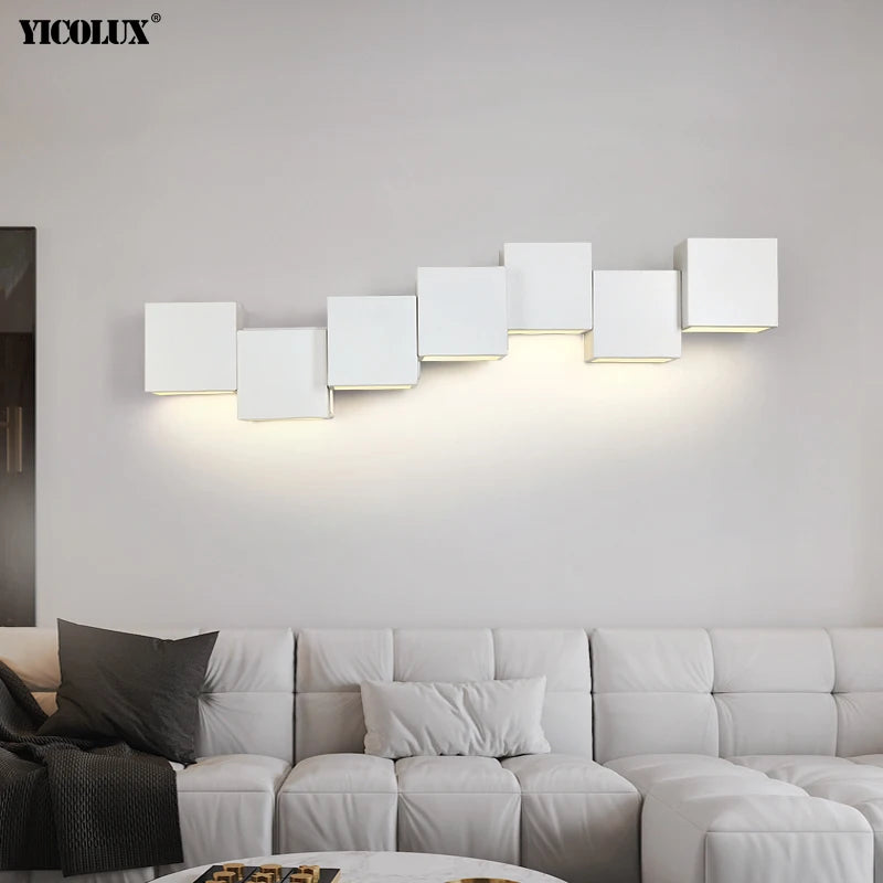 applique muraleGradation Simple noir blanc carré nouveau moderne LED salon salle à manger chambre chevet allée Hall lumières éclairage intérieur