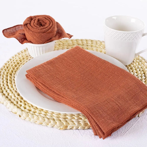 Serviette de table lot 10 gaze coton artisanale - vue 5 sur 6