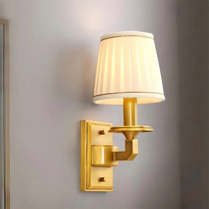 applique murale led en cuivre avec housse en tissu de qualité - vue 2 sur 4