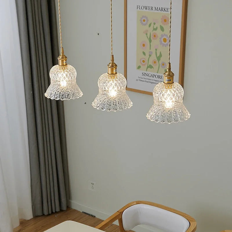 Suspension en verre transparent pour éclairage moderne et décoratif