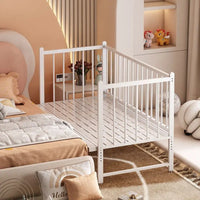 Iron art children's splicing bed with seamless connection, adjustable height, no guardrail, baby fall prevention, widened single