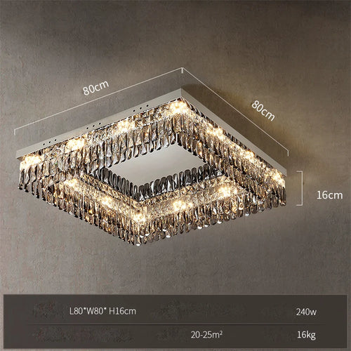 LED-Deckenleuchte quadratisch rechteckig Kristall gold dimmbar - vue 14 sur 18