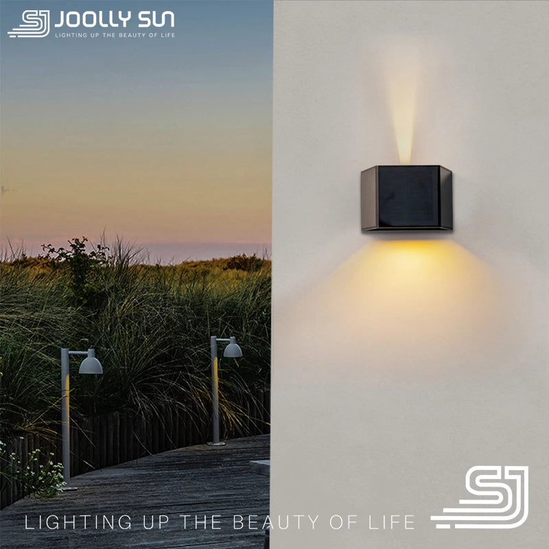 JoollySun Applique murale solaire sans fil lumière extérieure appliques murales LED pour Garage cour jardin haut et bas lampe alimentée par la lumière du soleil - vue 3 sur 7