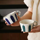 Mug céramique motifs géométriques style nordique anse peinte