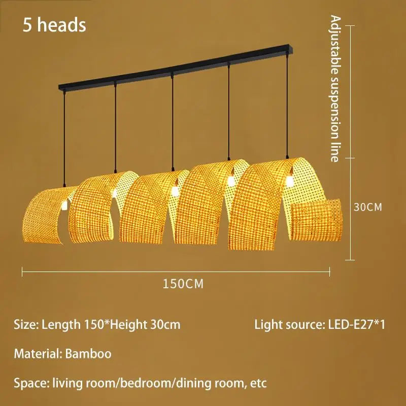 lustre en bambou style japonais pour décoration zen asiatique - vue 10 sur 11