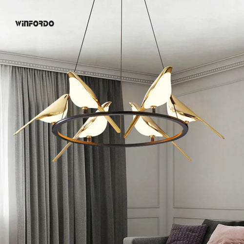 lustre led 	 art oiseau loft originalité décoration