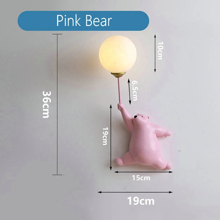 SANDYHA ours applique murale LED lampe chambre d'enfants lune boule lumières enfants fille chambre chevet décor à la maison couloir pépinière appliques - vue 7 sur 9