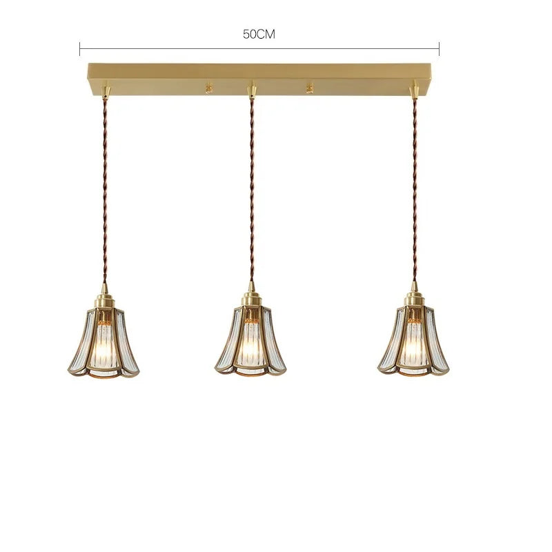 Nordische LED-Pendelleuchte aus Glas und goldenem Körper - vue 14 sur 20