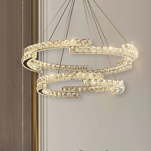 Moderner LED-Kronleuchter aus Kristall mit elegantem Design für den Innenbereich - vue 2 sur 13