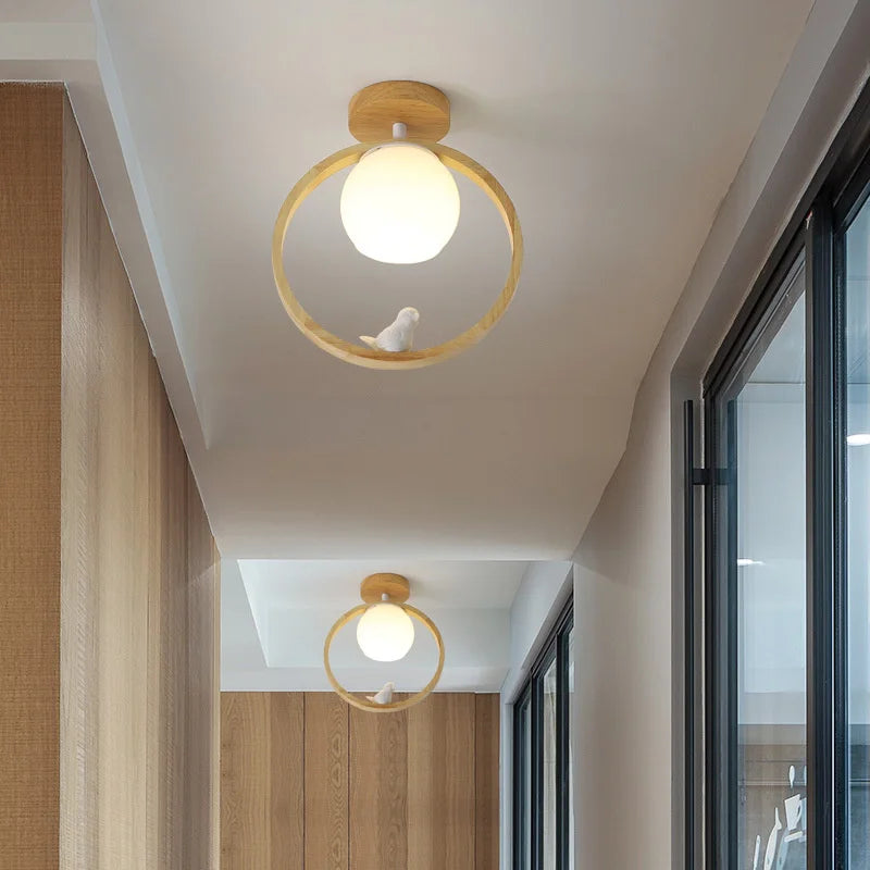 suspension modernes en bois avec led intégrée