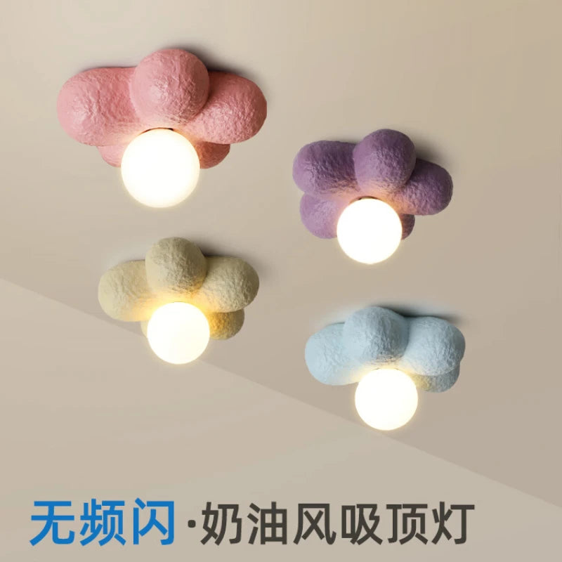 lampe de plafond style nordique français avec fleurs créatives - vue 2 sur 10