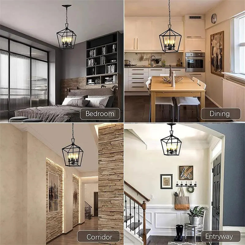 Lustre de Restaurant de ferme américaine minimaliste rétro créatif cuisine couloir couloir chambre à coucher lumière noire - vue 8 sur 7