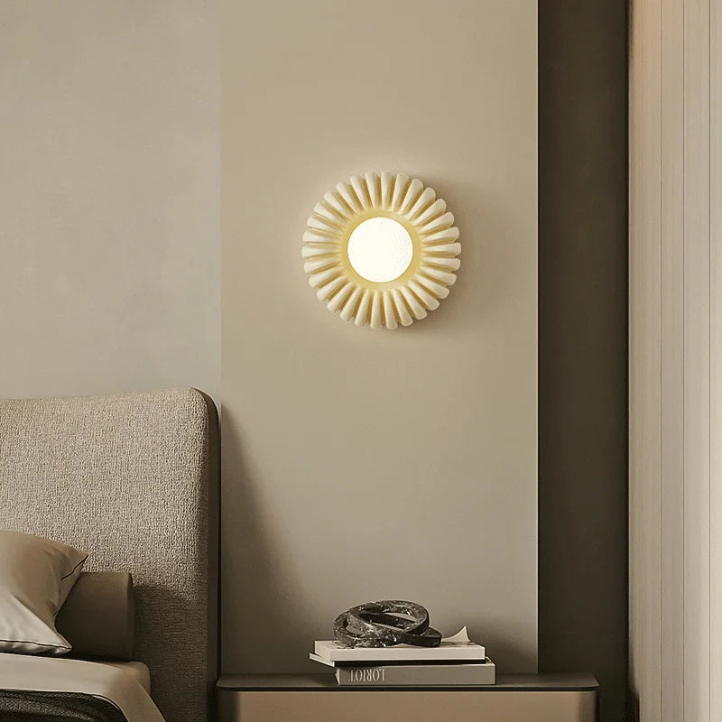 applique murale ronde rétro haut de gamme en verre blanc - vue 4 sur 8