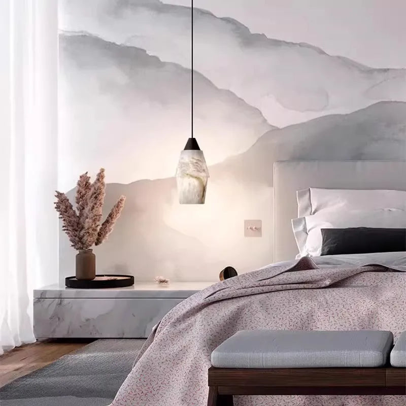 lustre suspendu led collection marbre style vintage rétro - vue 3 sur 9