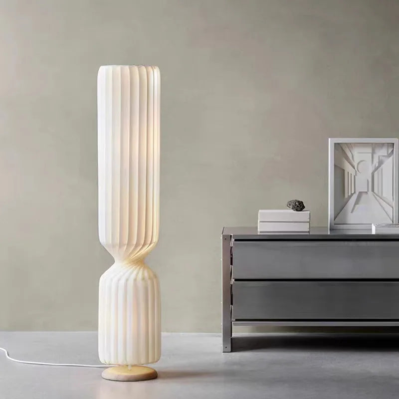 Lampadaire plissé nordique wabi sabi lampe en tissu blanc pour salon chambre Loft décor LED coin longue bande lumière sur pied - vue 6 sur 13