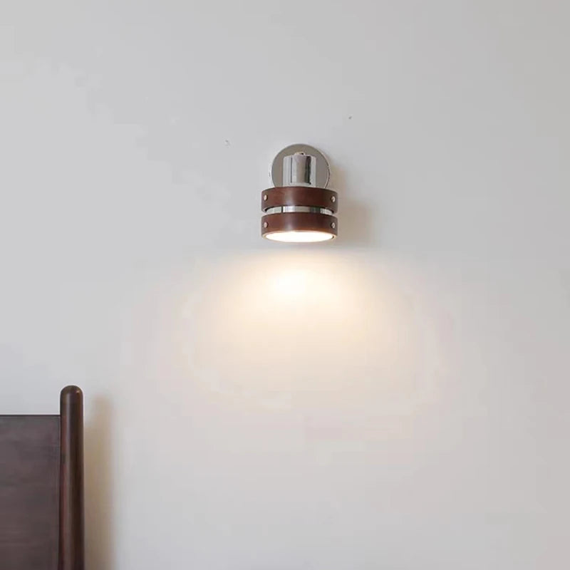 applique murale en bois avec lampe de lecture chromée - vue 4 sur 8