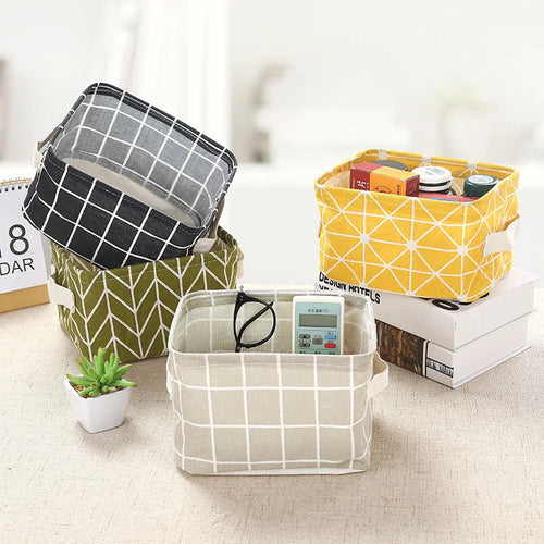panier de rangement en lin pour bureau et jouets - vue 2 sur 10