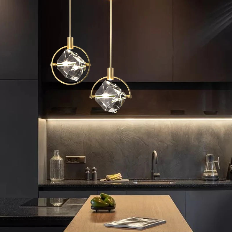 suspension cristal led luminaire suspendu style nordique loft décor intérieur - vue 4 sur 18