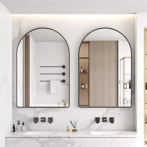 LUVODI Home Decorative Mirror with Black Arched Frame for Bathroom, Entryway, Living Room - vue 4 sur 7