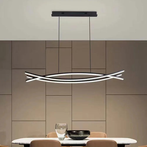 Moderner LED-Kronleuchter aus Aluminium, höhenverstellbar - vue 2 sur 8