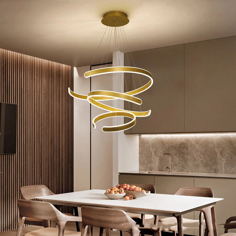 Minimalistischer LED-Kronleuchter mit offenen Ringen