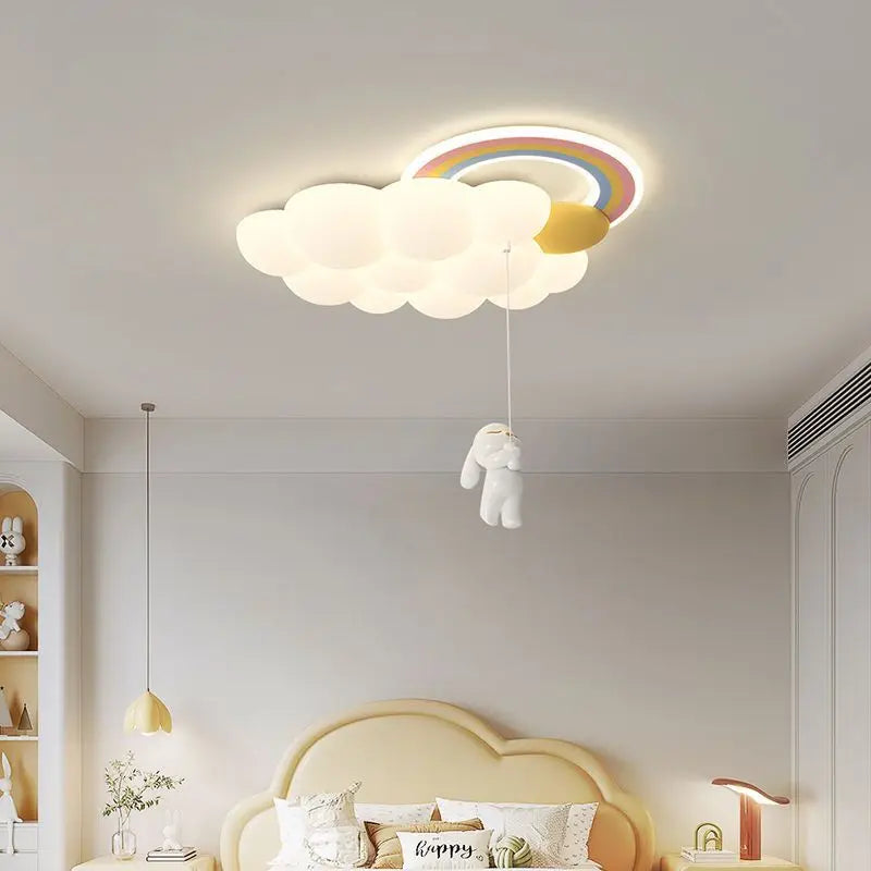 lustre arc-en-ciel nuage avec cheval lapin ours pour enfants - vue 2 sur 10